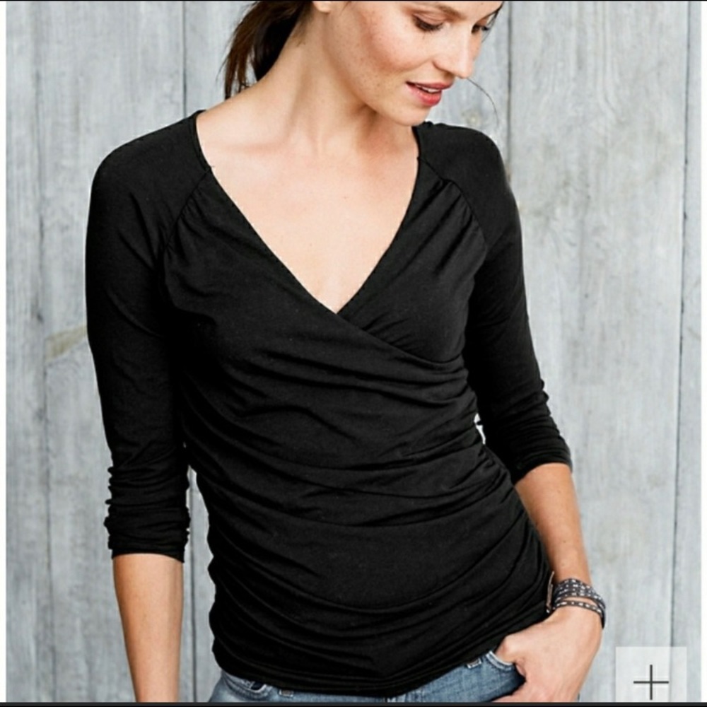 Garnet Hill Black Juliet Knit Top